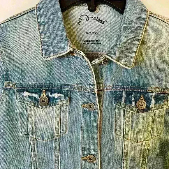 Art Class Denim Jacket with Embrace Your Inner Rose on back - Picture 3 of 7